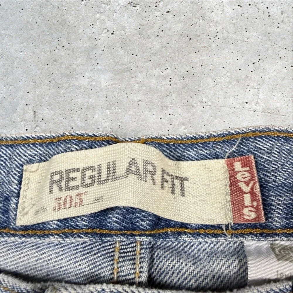 Levis 505 Regular Fit Jeans Mens 36x32 Light Wash Blue Straight Denim Pants